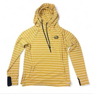 Iowa Hawkeyes Yellow Striped double hood Hoodie Size Medium thumbnail holes